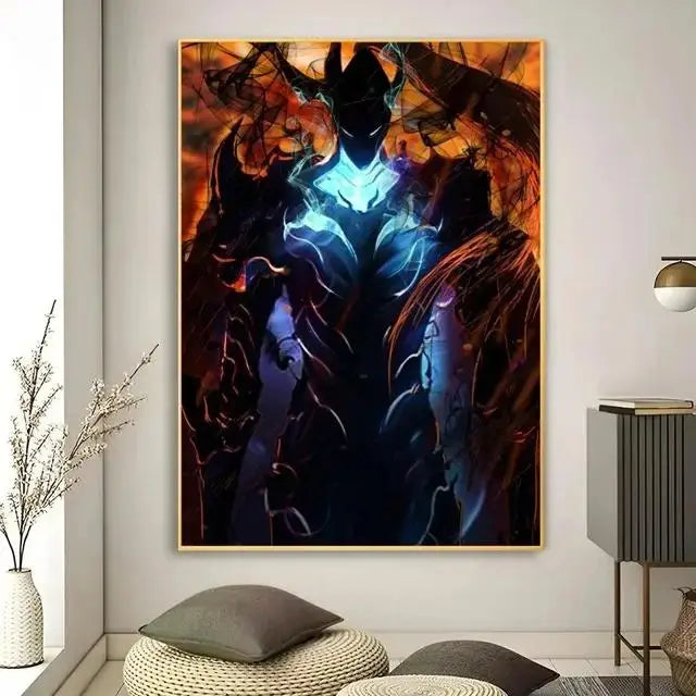 Solo Leveling Anime Canvas Wall Art HD Kawaii Cat Cars Poster for Game Room Decor Gifts and Wall Murals