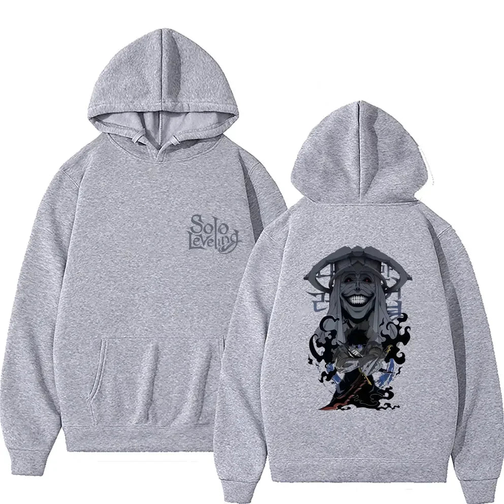 Sung Jin Woo Print Hooded Anime Solo Leveling Streetwear Men Women Long Sleeve Hoodies Loose Casual Pullover Harajuku Sweatshirt
