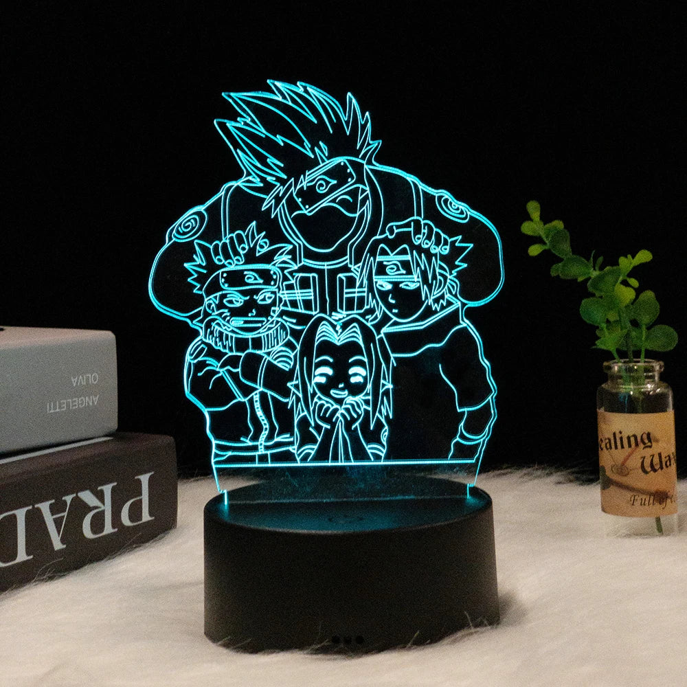 Anime Naruto Uzumaki LED Night Light Toys Akatsuki Kakashi Hatake Kid Bedroom Nightlight Itachi Uchiha 3D 7/16 colors Lamp Decor