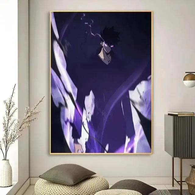 Solo Leveling Anime Canvas Wall Art HD Kawaii Cat Cars Poster for Game Room Decor Gifts and Wall Murals