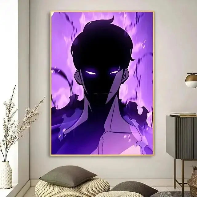 Solo Leveling Anime Canvas Wall Art HD Kawaii Cat Cars Poster for Game Room Decor Gifts and Wall Murals