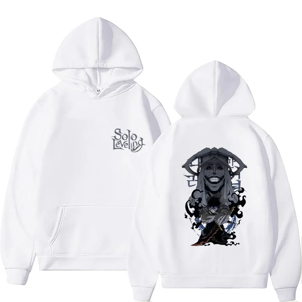 Sung Jin Woo Print Hooded Anime Solo Leveling Streetwear Men Women Long Sleeve Hoodies Loose Casual Pullover Harajuku Sweatshirt
