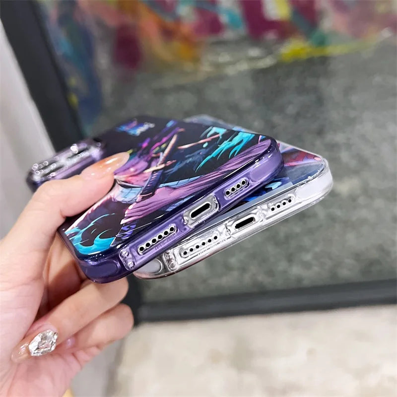 Cartoon Anime O-One Piece Electroplated Silver Phone Case For iPhone 15 14 12 13 11 Pro Max