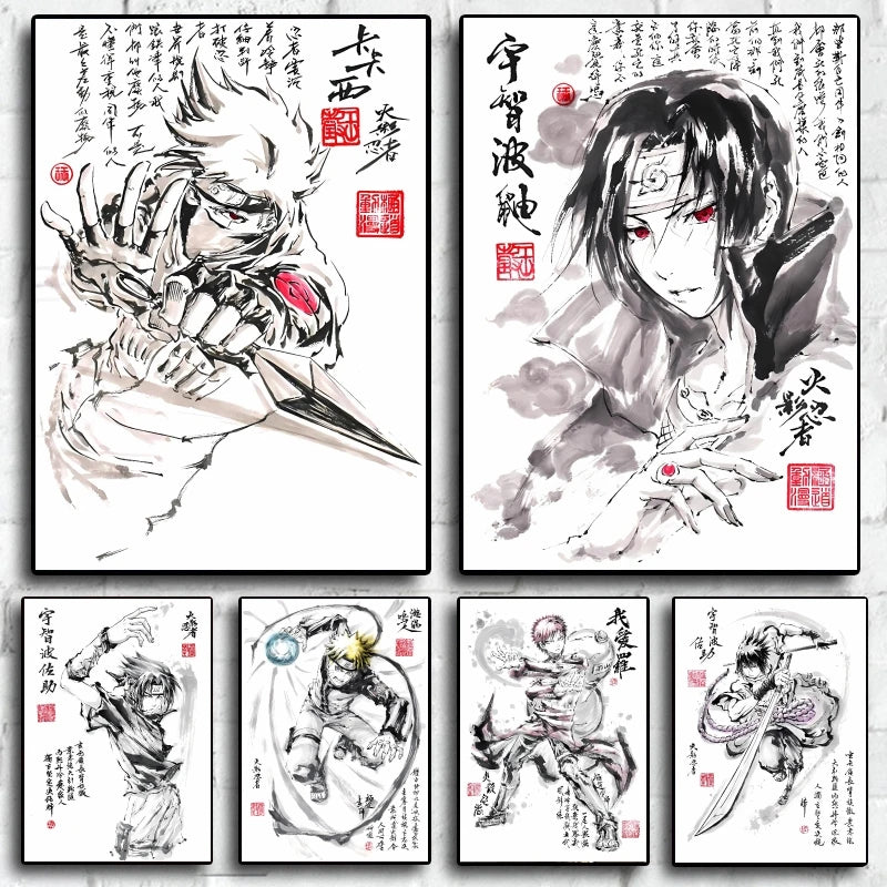 Japan Classic Anime Naruto Poster Character Sketch Living Room Decor Posters Manga Decoration Painting Classic Art Wall Stickers