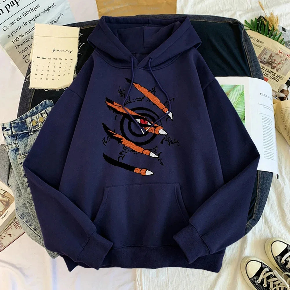 Anime Hoodie Sweatshirt Kurama Print Pullover Women Sweatshirt Men Fashion Oversized Hoodies Kid Boys Girl Clothes Jackets Coats