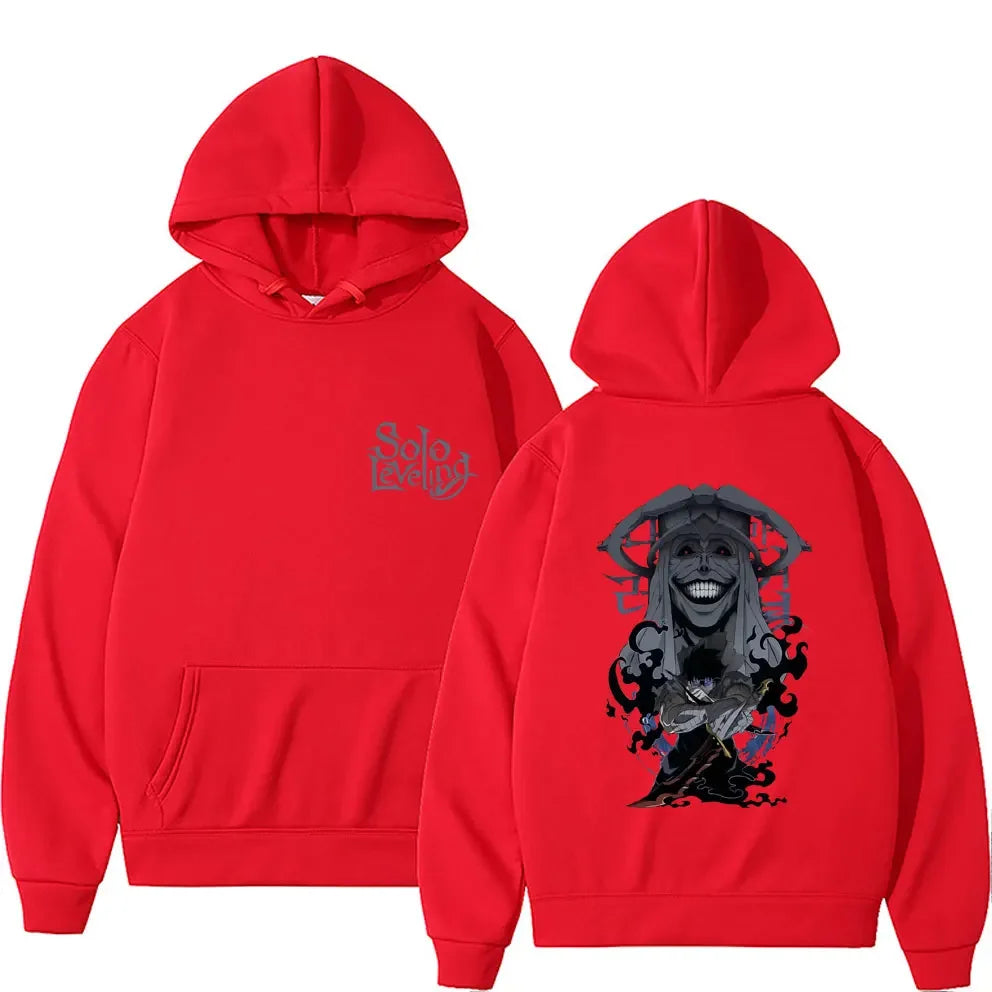 Sung Jin Woo Print Hooded Anime Solo Leveling Streetwear Men Women Long Sleeve Hoodies Loose Casual Pullover Harajuku Sweatshirt