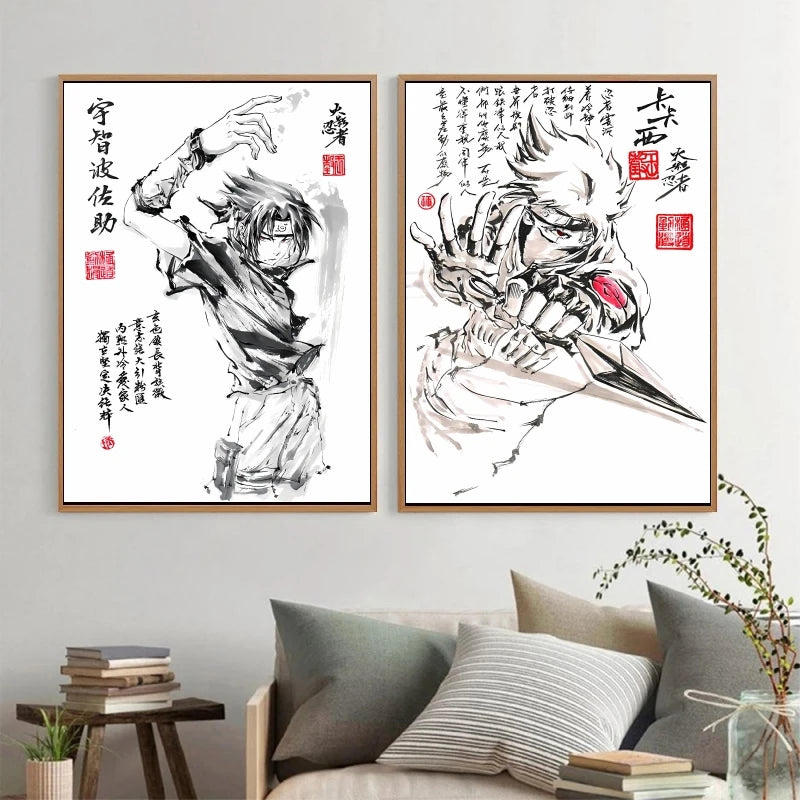 Japan Classic Anime Naruto Poster Character Sketch Living Room Decor Posters Manga Decoration Painting Classic Art Wall Stickers