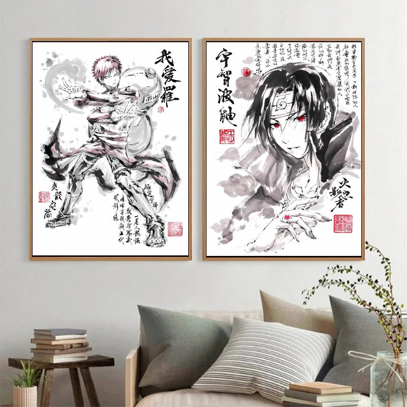 Japan Classic Anime Naruto Poster Character Sketch Living Room Decor Posters Manga Decoration Painting Classic Art Wall Stickers