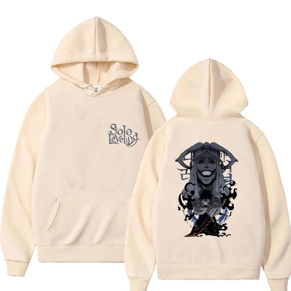 Sung Jin Woo Print Hooded Anime Solo Leveling Streetwear Men Women Long Sleeve Hoodies Loose Casual Pullover Harajuku Sweatshirt
