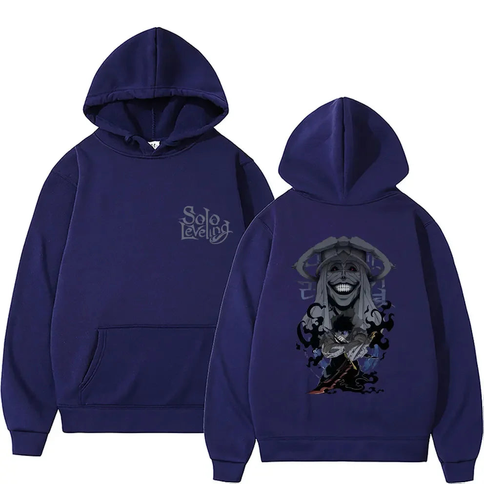 Sung Jin Woo Print Hooded Anime Solo Leveling Streetwear Men Women Long Sleeve Hoodies Loose Casual Pullover Harajuku Sweatshirt
