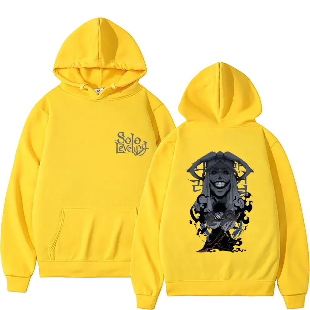Sung Jin Woo Print Hooded Anime Solo Leveling Streetwear Men Women Long Sleeve Hoodies Loose Casual Pullover Harajuku Sweatshirt