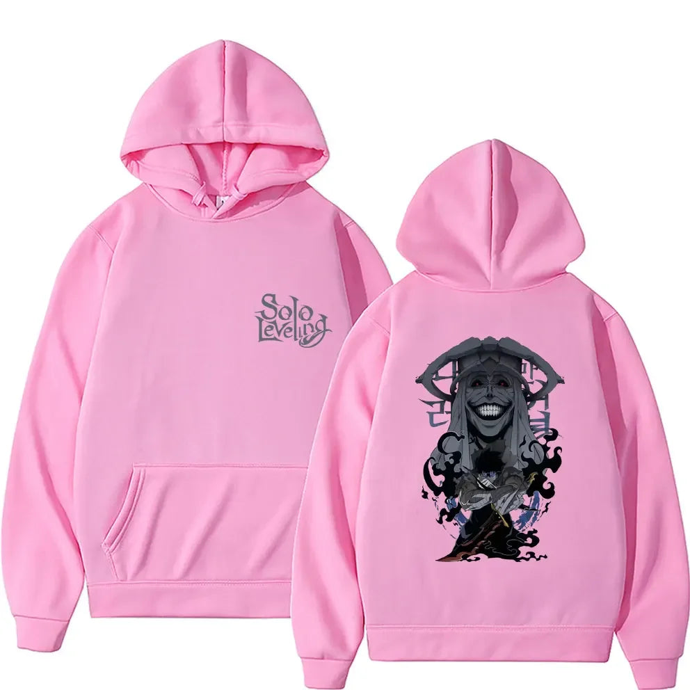 Sung Jin Woo Print Hooded Anime Solo Leveling Streetwear Men Women Long Sleeve Hoodies Loose Casual Pullover Harajuku Sweatshirt