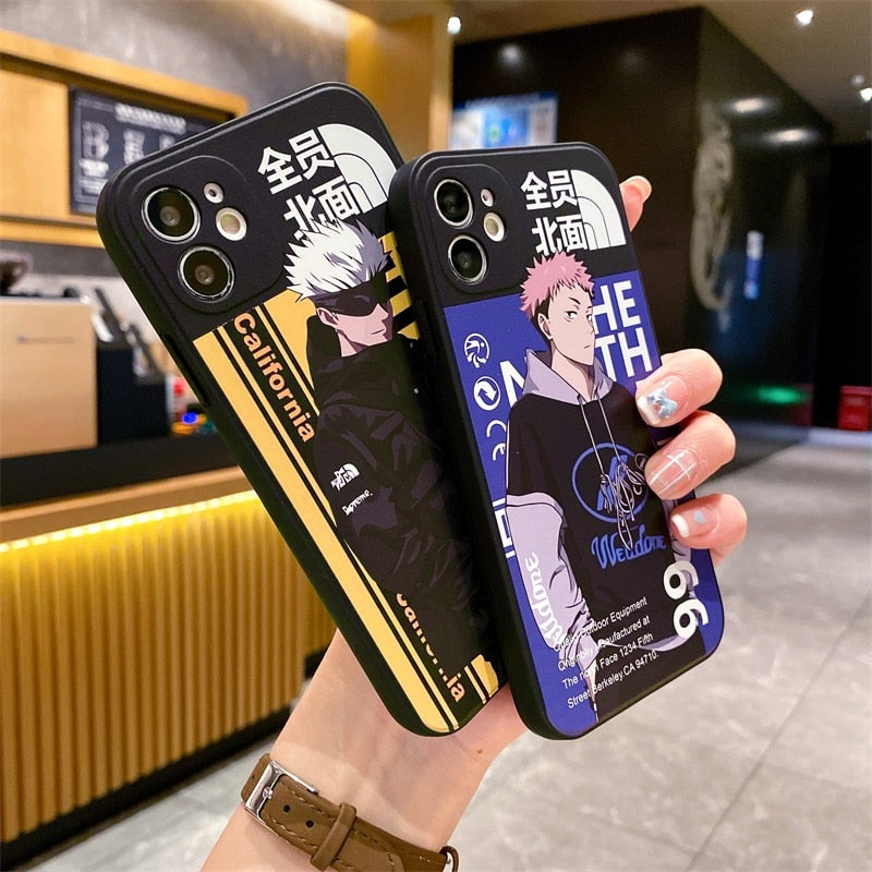 Cute Cartoon Jujutsu Kaisen Sweater Down Jacket Phone Case for IPhone 14 13 12 11 Pro X XS Max XR 7 8 Plus SE2 Gojo Satoru Cover