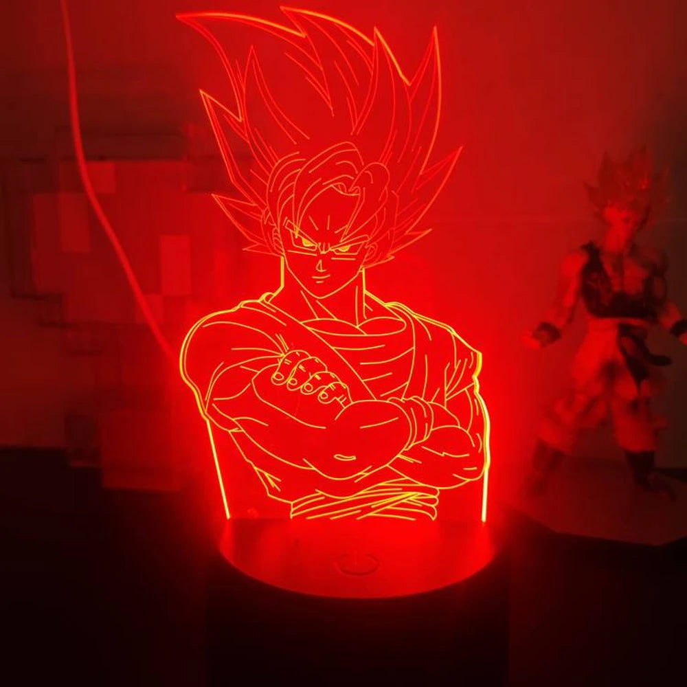 3D Illusion Anime Goku Vegeta Dragon Ball Z Super Saiyan Night Light with Remote Control and Smart Touch Room Decor Lamp gift