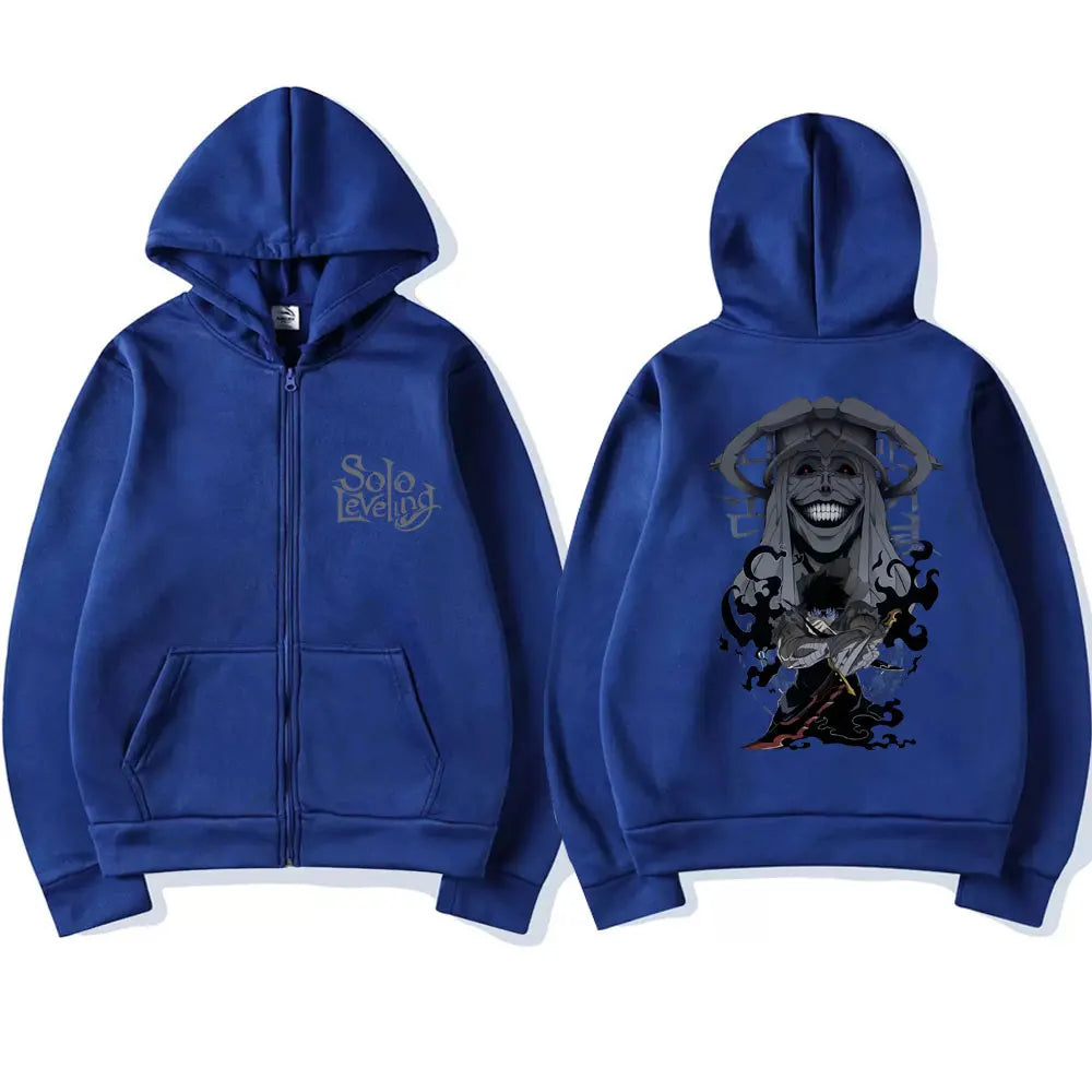Anime Solo Leveling Sung Jin Woo Graphic Print Hooded Men Women Zip Up Hoodies Manga Sweatshirt Harajuku Unisex Zipper Jacket