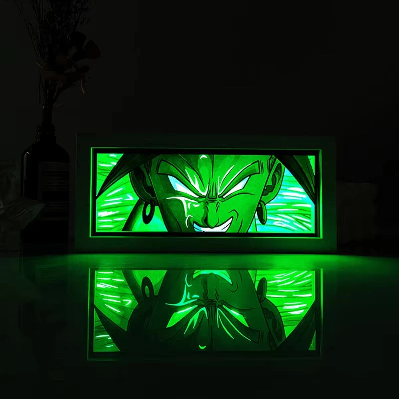 Anime DRAGON BALL Peripherals Son Goku Figure Led Light Paper Cut Shadow Box Figures Lightbox Desk Ornaments Toys Birthday Gift