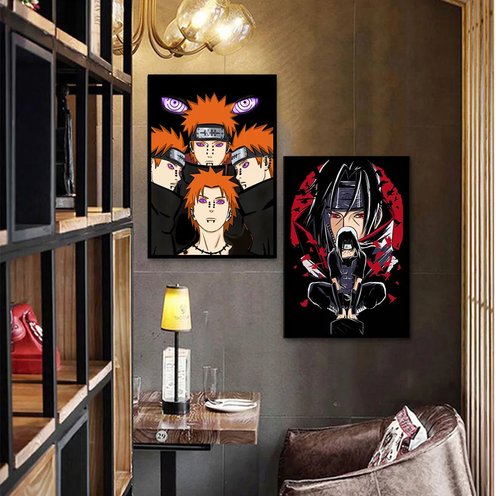 New Naruto Poster Kakashi Sasuke Itachi Uchiha Akatsuki Anime Character Canvas Art Painting for Modern Home Decoration Aesthetic