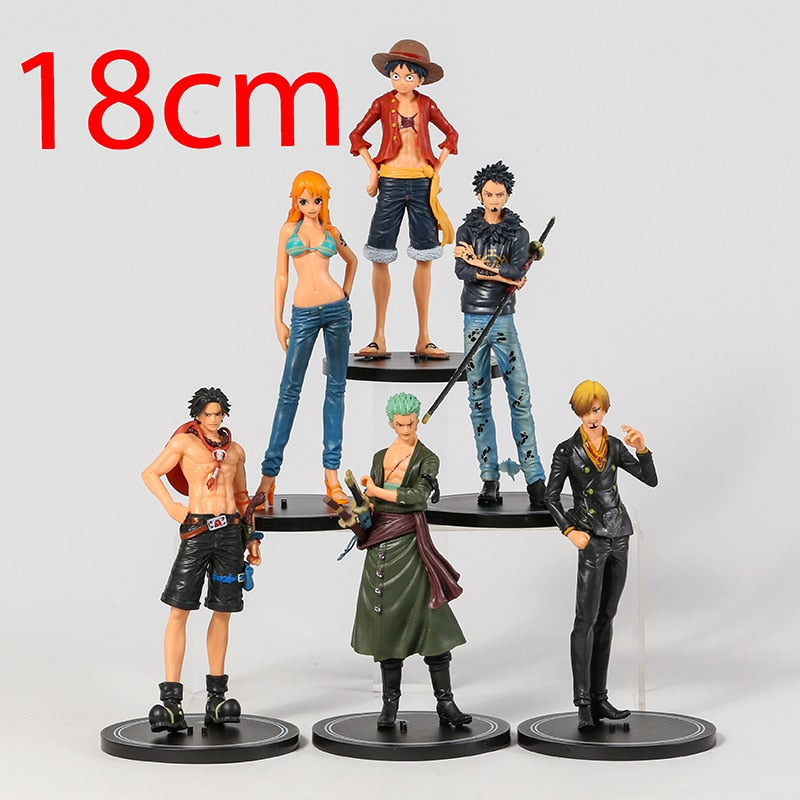 6pcs/set One Piece Luffy Nami Ace Sanji Zoro Law Action Figure Collection