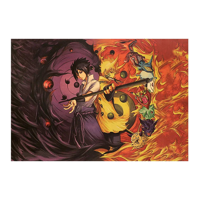 Naruto Anime Figure Kakashi Naruto Sasuke Itachi Uchiha Akatsuki Anime Poster Children Room Wall Decoration Paintings Toys Gifts