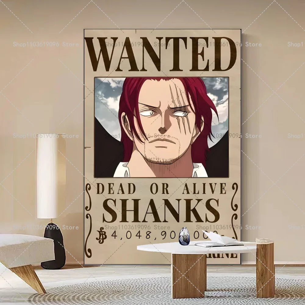 One Piece Retro Anime Art Luffy Zoro Chopper Poster Self-adhesive Art Waterproof Paper Sticker Coffee House Bar Room Wall Decor
