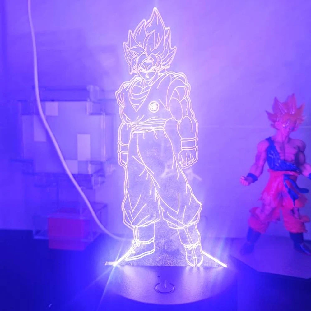 3D Illusion Anime Goku Vegeta Dragon Ball Z Super Saiyan Night Light with Remote Control and Smart Touch Room Decor Lamp gift