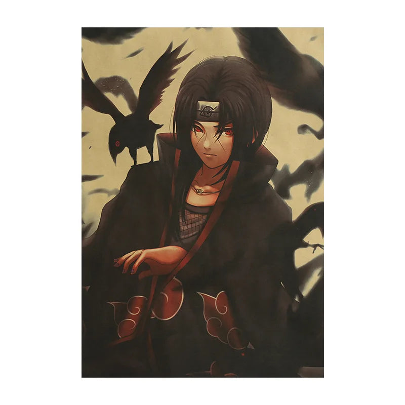 Naruto Anime Action Figures with Kakashi Sasuke Itachi Uchiha and Akatsuki Poster for Wall Decor and Gifts
