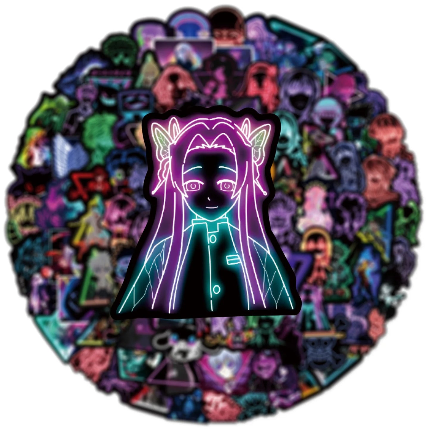 10/25/50/100PCS Cartoon Anime Naruto One Piece Neon Light Graffiti Stickers Car Guitar Motorcycle Luggage DIY Decal Sticker Kids