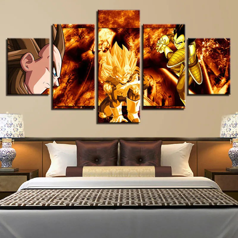 5 Panels Anime Peripherals Poster for Wall Naruto and Dragon Ball Canvas Painting Mural Art Picture Kids Bedroom Decoration Gift