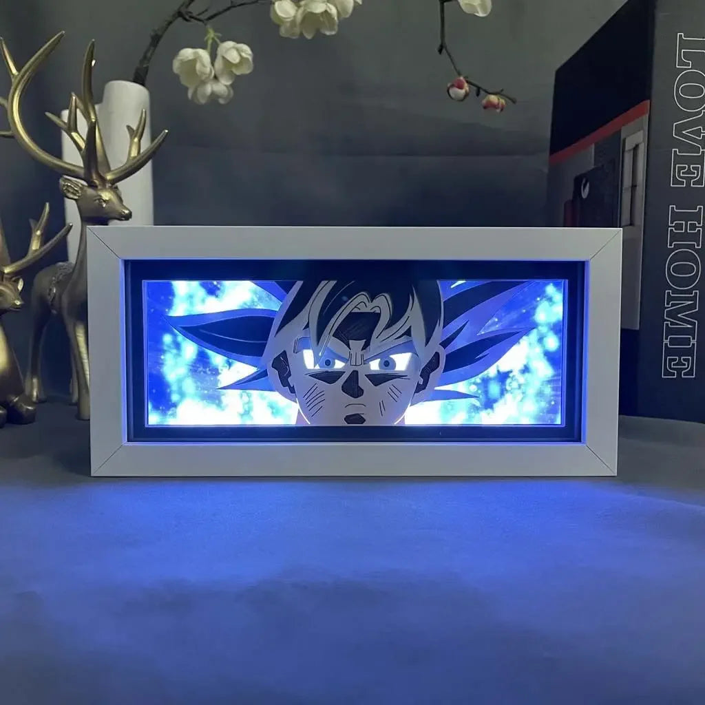 Anime DRAGON BALL Peripherals Son Goku Figure Led Light Paper Cut Shadow Box Figures Lightbox Desk Ornaments Toys Birthday Gift