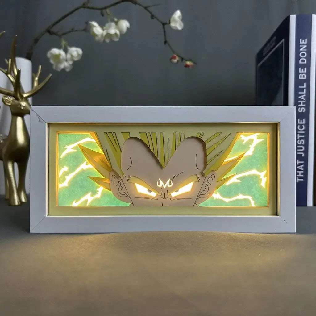Anime DRAGON BALL Peripherals Son Goku Figure Led Light Paper Cut Shadow Box Figures Lightbox Desk Ornaments Toys Birthday Gift