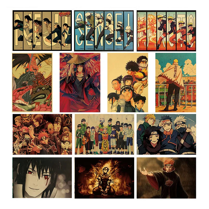 Naruto Anime Figure Kakashi Naruto Sasuke Itachi Uchiha Akatsuki Anime Poster Children Room Wall Decoration Paintings Toys Gifts