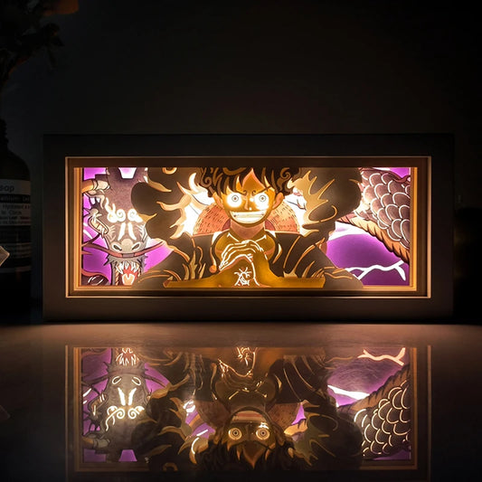 Anime One Piece Series Halloween Paper Cut Shadow Box Light Remote Control Model Multiple Colors Table Decoration