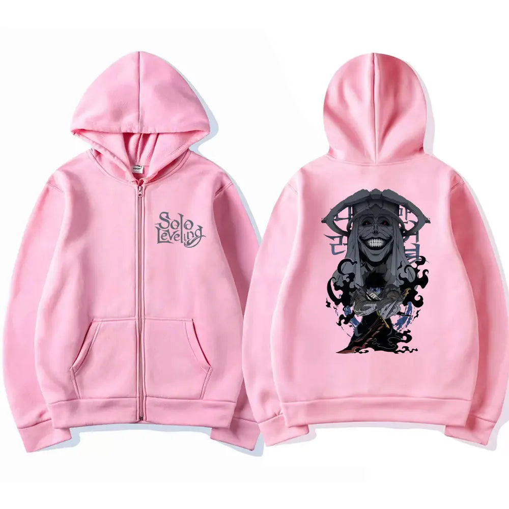 Anime Solo Leveling Sung Jin Woo Graphic Print Hooded Men Women Zip Up Hoodies Manga Sweatshirt Harajuku Unisex Zipper Jacket