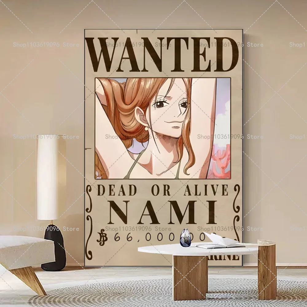 One Piece Retro Anime Art Luffy Zoro Chopper Poster Self-adhesive Art Waterproof Paper Sticker Coffee House Bar Room Wall Decor