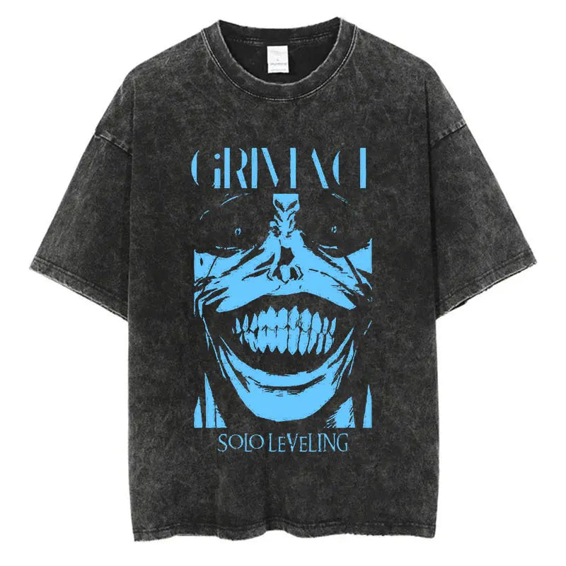 Anime Solo Leveling Retro Washed Hoodies Arise Print Vintage 100% Cotton Hooded Sweatshirts Oversize Hip Hop Male Pullover