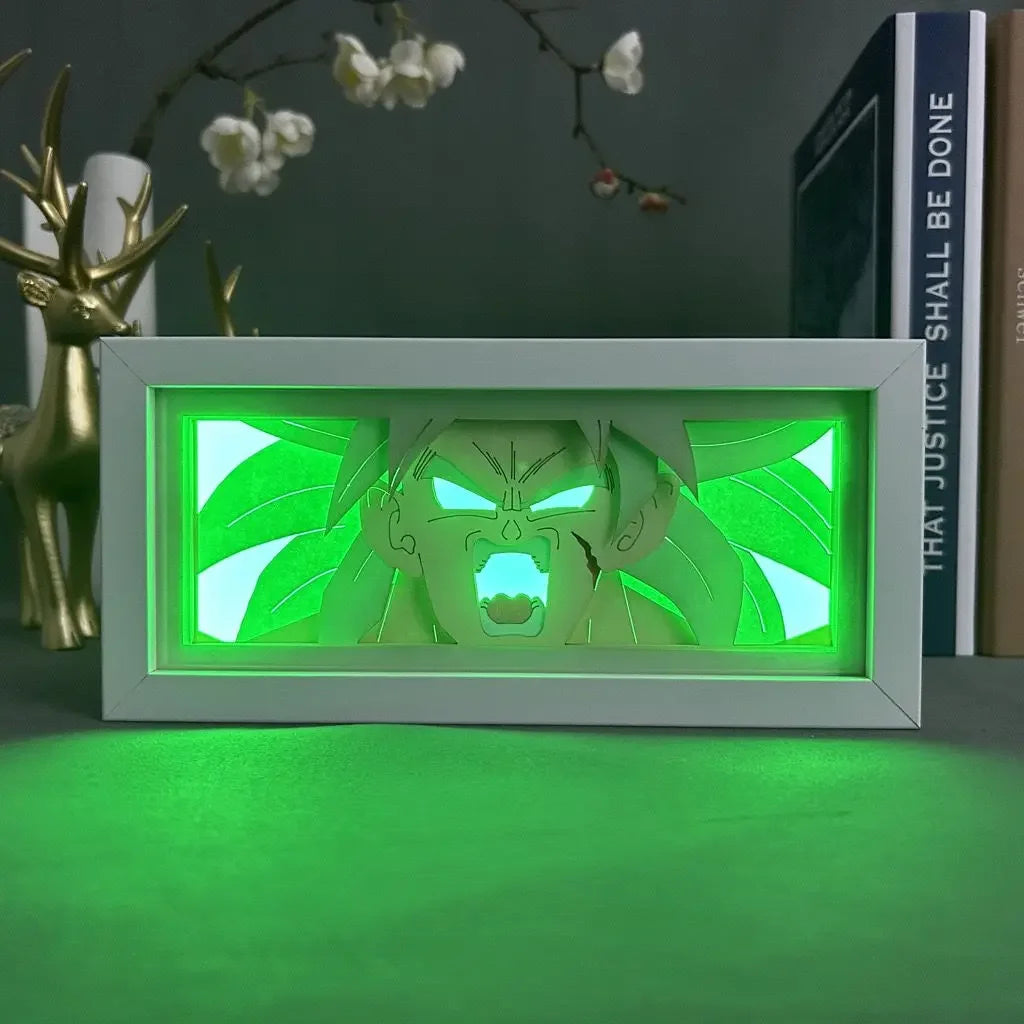 Anime DRAGON BALL Peripherals Son Goku Figure Led Light Paper Cut Shadow Box Figures Lightbox Desk Ornaments Toys Birthday Gift