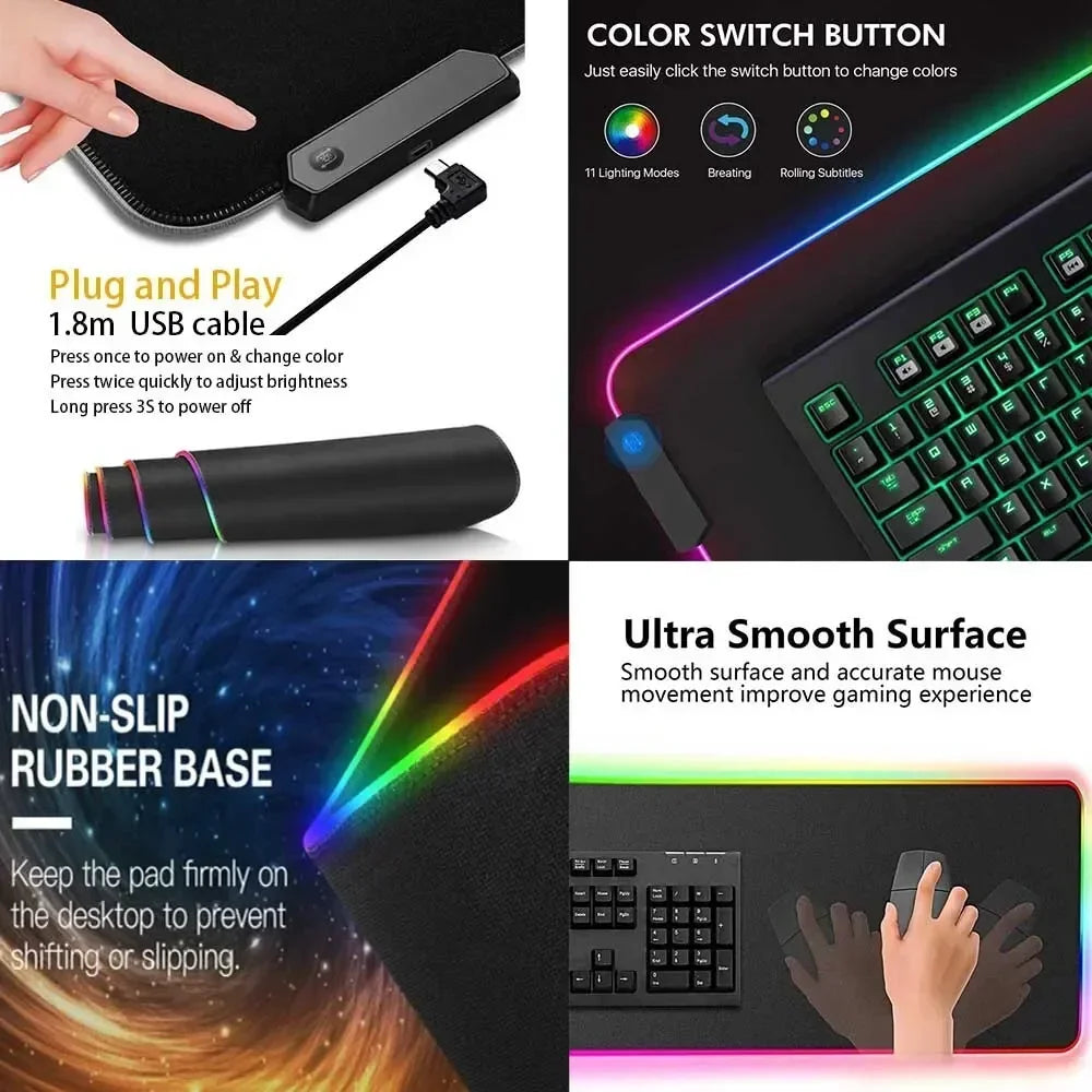 Solo Leveling Luminous Mousepad 1200x500 Table Pad Gamer Mouse Pad with Your Rgb Print Lights Anime Led Mat for Gaming Room