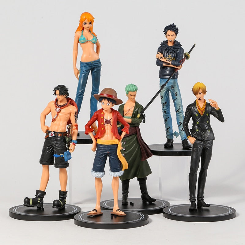 6pcs/set One Piece Luffy Nami Ace Sanji Zoro Law Action Figure Collection