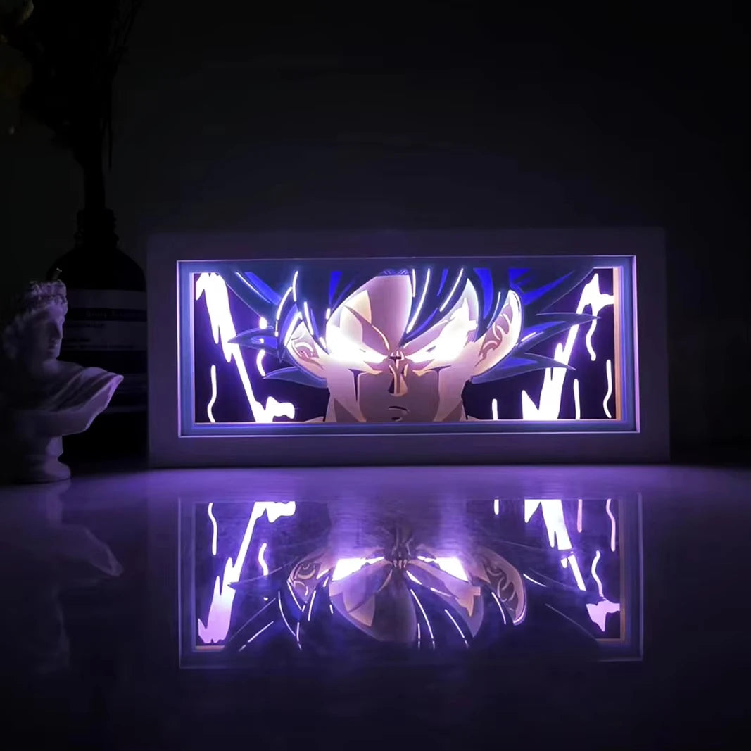 Anime DRAGON BALL Peripherals Son Goku Figure Led Light Paper Cut Shadow Box Figures Lightbox Desk Ornaments Toys Birthday Gift