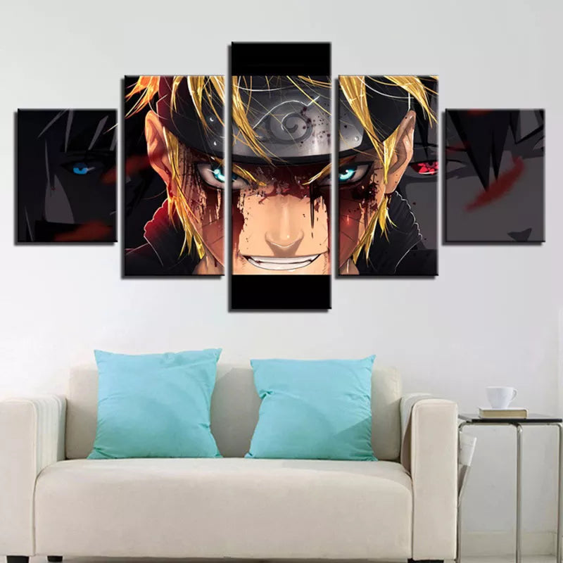 5 Panels Anime Peripherals Poster for Wall Naruto and Dragon Ball Canvas Painting Mural Art Picture Kids Bedroom Decoration Gift