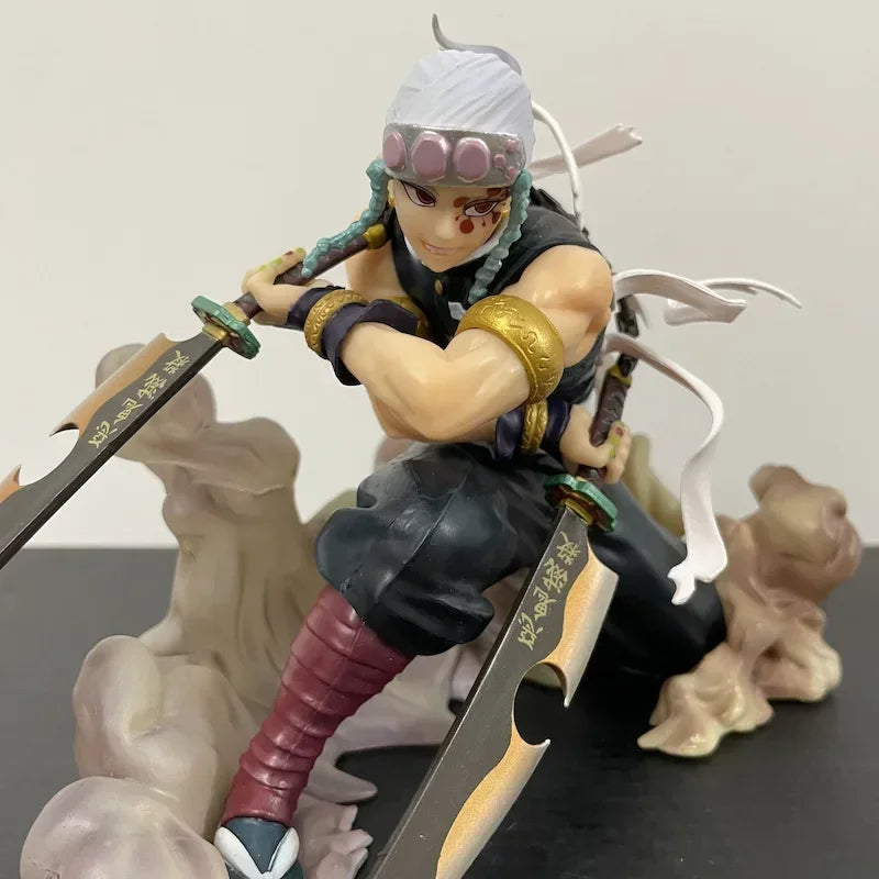 15CM Anime Demon Slayer Uzui Tengen with Arms Battle Statue PVC Full-Length Action Figure Model Toy Gift Brinquedos