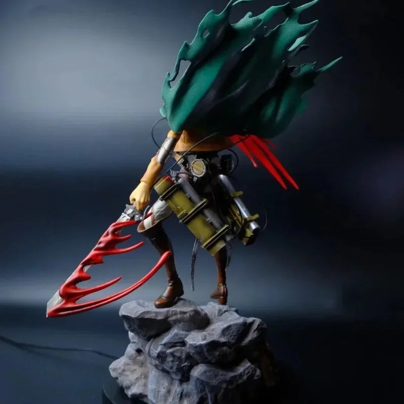 33-35cm Anime Attack on Titan Figure GK Levi Mikasa Ackerman Battle Damaged Edition PVC Action Figurine Statue Model Toys Doll