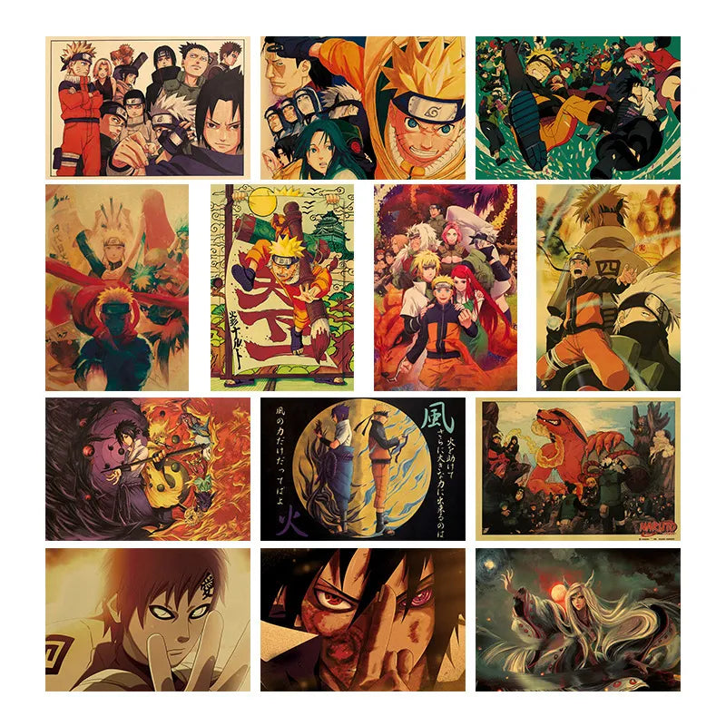 Naruto Anime Figure Kakashi Naruto Sasuke Itachi Uchiha Akatsuki Anime Poster Children Room Wall Decoration Paintings Toys Gifts