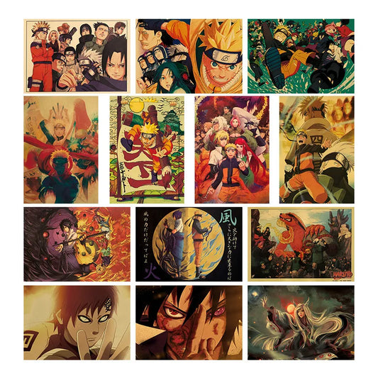 Naruto Anime Figure Kakashi Naruto Sasuke Itachi Uchiha Akatsuki Anime Poster Children Room Wall Decoration Paintings Toys Gifts