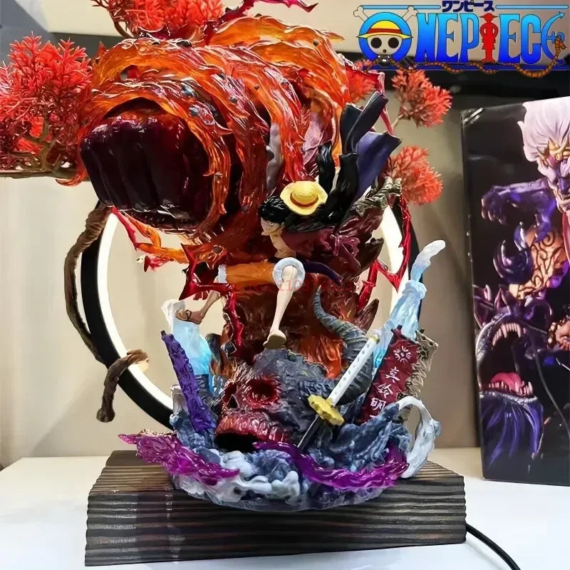 One Piece Gk Anime Figure Luffy With Led Toys Gear 3 Figurine Red Roc Pvc Statue Collectible Model Decoration Birthday Gift