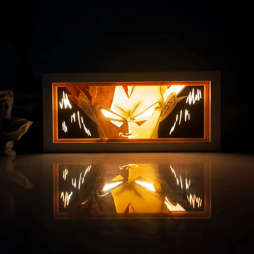 Anime DRAGON BALL Peripherals Son Goku Figure Led Light Paper Cut Shadow Box Figures Lightbox Desk Ornaments Toys Birthday Gift