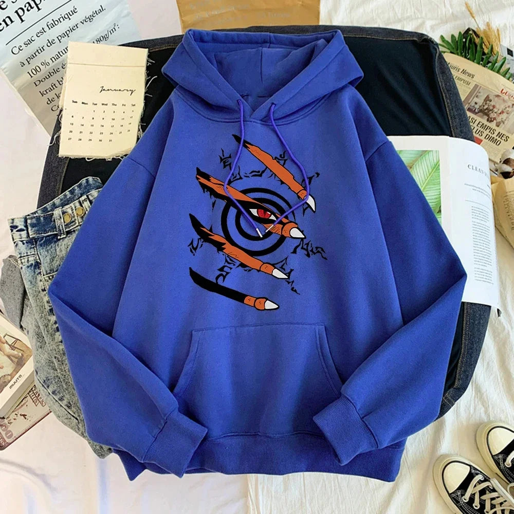 Anime Hoodie Sweatshirt Kurama Print Pullover Women Sweatshirt Men Fashion Oversized Hoodies Kid Boys Girl Clothes Jackets Coats