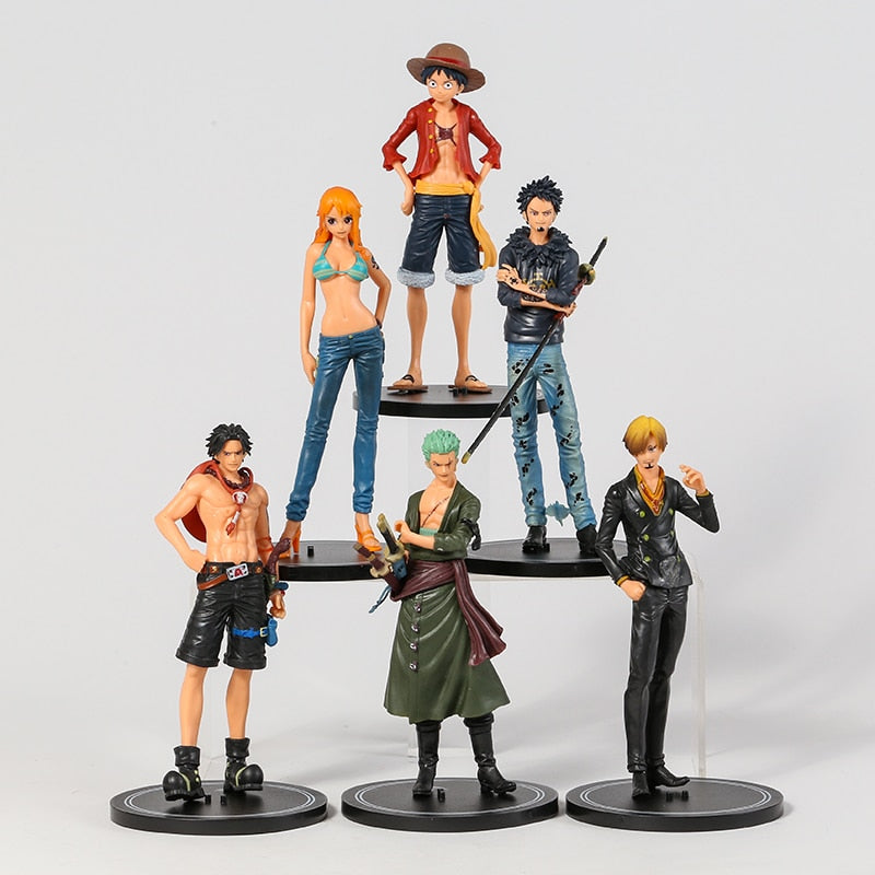6pcs/set One Piece Luffy Nami Ace Sanji Zoro Law Action Figure Collection