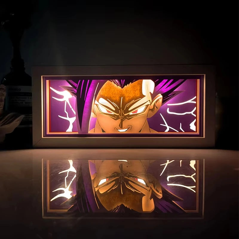 Anime DRAGON BALL Peripherals Son Goku Figure Led Light Paper Cut Shadow Box Figures Lightbox Desk Ornaments Toys Birthday Gift