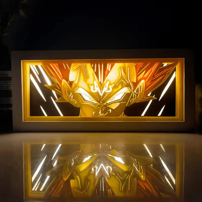 Anime DRAGON BALL Peripherals Son Goku Figure Led Light Paper Cut Shadow Box Figures Lightbox Desk Ornaments Toys Birthday Gift